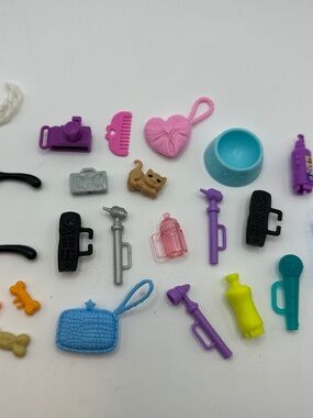 Lot of 80+ Miscellaneous Barbie Clothing and Accessories Animals Shoes Bags